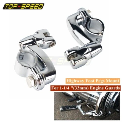 Soporte de protección de motor de 1 1/4" abrazaderas clavijas de pie de carretera montaje de reposapiés para Harley Foto 1 de 4