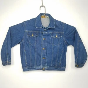 Vintage 80s Womens Large Sergio Valente Trucker Denim Jean Jacket Brass Button - Picture 1 of 12
