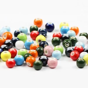 Glaze Ceramic Bead Round Porcelain Loose Beads DIY Jewelry 6/8/10/12MM 30-100Pcs - Picture 1 of 25
