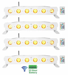 (4) Rockville BEST STRIP 60 White Rechargeable Wash Light Bars w/Wireless DMX - Picture 1 of 9