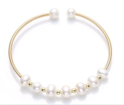  Brazalete Perla Akoya Blanca Natural 8-9mm AAA+ Oro Relleno 14k Ajustable  Foto 1 de 4