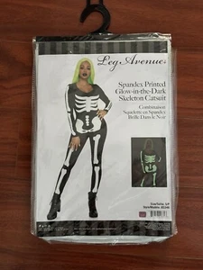 Leg Avenue Glow in the Dark Skeleton Catsuit Halloween Costume Size S/P  85346 - Picture 1 of 2