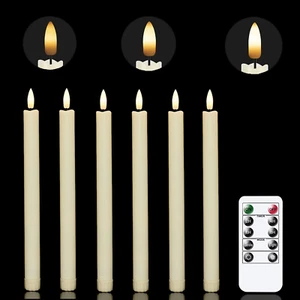 Velas de plástico cónicas LED parpadeantes marfil sin llama que funcionan con baterías mecha 3D Li - Imagen 1 de 12
