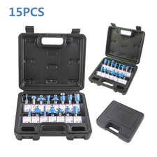 15Pcs Router Bit Cutter Tungsten HSS Tipped Woodworking Cutter Tools Kit Set