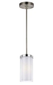 Generation Lighting Jonah Pendant, 1-Light 75 Watts, Satin Nickel/Chrome - Picture 1 of 5