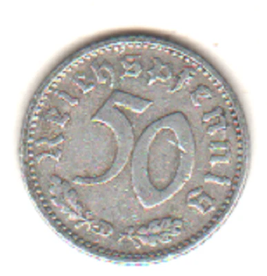 Allemagne, Deutschland 3° reich : pièce de 50 pfennig, 1940 D en aluminium - Photo 1/2