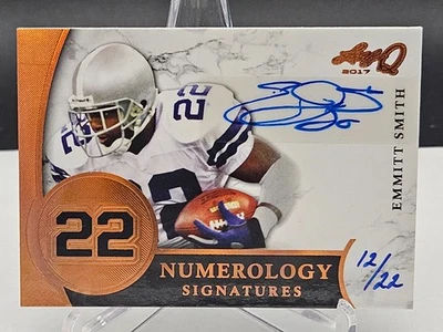 2017 LEAF Q EMMITT SMITH Blue Autograph #12/22 Numerology Signatures #NU-ES1 - Image 1 of 2