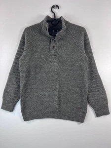 Barbour Men’s 100% Wool Half Zip Sweater Jumper Grey Size S - Picture 1 of 6