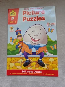 School Zone Level P Little Hand Helper Picture Puzzles Age 3-5 32pgs stickers - Picture 1 of 9
