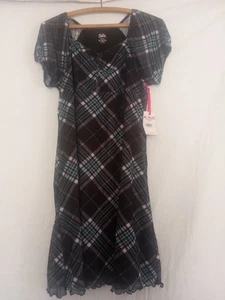 New Girls XL 16-18 Plus Black Plaid 90's Dress Sheer Arms Lined Bodice/Skirt - Picture 1 of 7