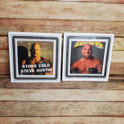 Vintage WWE WWF WCW Stone Cold & Goldberg Carnival Prize Glass Picture - Image 1 of 4