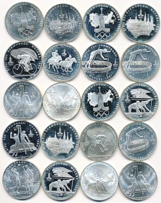 1980 年莫斯科奥运会银币 10 枚硬币套装 — 第 1/2 张图片