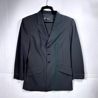Conjunto Traje Blazer Pantalones 2 Piezas Mujer Escada Talla 44 US 12 14 XL Lana Negro Foto 1 de 4