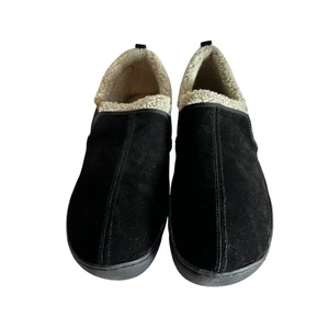 NIB Men’s Roderic L.B. Evans HideAways Slippers Black Suede Sherpa Lining Sz. 13 - Picture 1 of 9