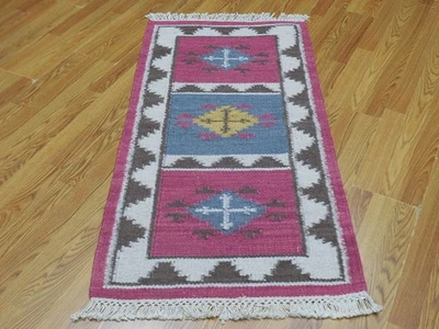 MODERND  ANATOLIA FLATWAVE KILIM GEOMATRIC DESIGND 2.5x4.9 RUG - Image 1 of 4