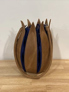 Tulipán Vintage Cuero Coñac - Lona Cobalto 12" Alto Grande - Imagen 1 de 5