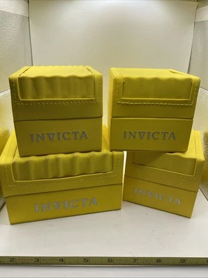 Invicta Yellow Watch Box with Foam Holder Lot of 4 Empty Boxes - Good Condition - Image 1 of 4