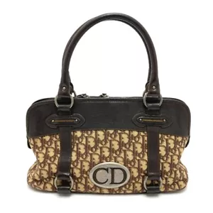 CHRISTIAN DIOR Trotter CD logo Vintage semi-shoulder Hand Bag Brown - Picture 1 of 13