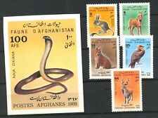 Afghanistan,Cobra ,Bird,Cat,Donkey, Markhor,1989,MNH