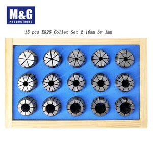 15 pcs ER25 Collet Set 2-16mm by 1mm, Lathe, Mill, collet chuck Motocycle - Picture 1 of 5