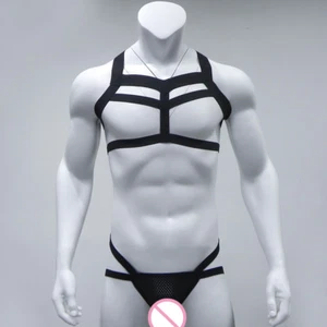 Body de PVC para hombre, arnés de pecho elástico de algodón con bandas, solo parte superior. Talla M - Imagen 1 de 1