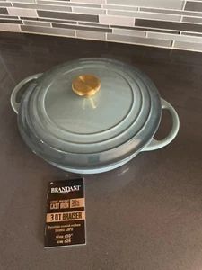 Brandani Italia Tradicional Disa Hierro Fundido Braiser 3qt Horno Holandés Olla Verde azulado NUEVO - Imagen 1 de 7