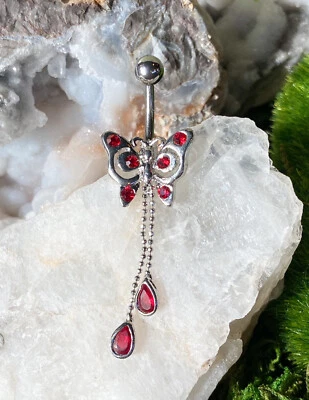 1件装蝴蝶链CZ宝石腹环肚脐穿孔穿孔海军身体珠宝首饰 — 第 1/4 张图片