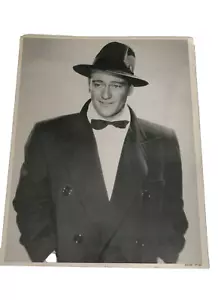 Vintage JOHN WAYNE in Fedora, Bowtie, Coat Photo Print 11X14 Marked - Picture 1 of 8