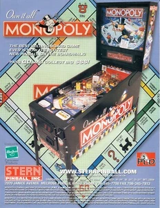 Monopoly Stern Pinball Flyer NOS 2001  - Picture 1 of 2