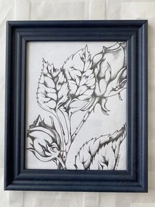 Original Signed Framed Art Rosebuds Pencil To Ink - Picture 1 of 10
