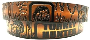 TURKEY HUNTER WESTERN GOBBLER EMBOSSED GENUINE COWHIDE LEATHER BELT USA MADE - Picture 1 of 5
