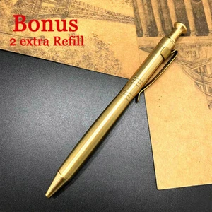 Massiver Messing Taschen Tintenroller Retro Sammlerstück Kugelschreiber Presse Typ EDC - Bild 1 von 12