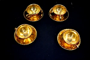 VINTAGE 9PC TEA SET GOLD ARNART 4 CUPS & SAUCERS, CREAMER M4010 - Picture 1 of 5