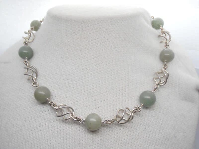 Collana in ARGENTO 925 e GIADA verde naturale - Girocollo Pietra Dura - Immagine 1 di 4