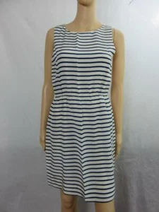 J Crew Striped Blue/White Sleeveless Sheath Dress Silk  Hidden Zipper Sz 2  NWT - Picture 1 of 8