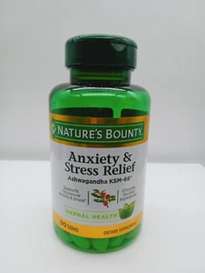 Nature's Bounty Anxiety & Stress Relief Ashwagandha KSM-66, Exp 12/25 - Picture 1 of 3