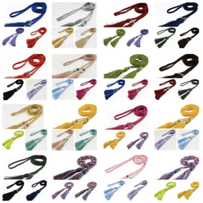 3 Packs Women Skinny Tassel Waist Belt Woven Knot Waist Rope Self Tie Waistband - Image 1 of 4