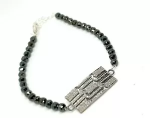 Spinell Perlen Armband Pflastern Diamant 925 Silber Mode Perlen Bettelarmband - Bild 1 von 12