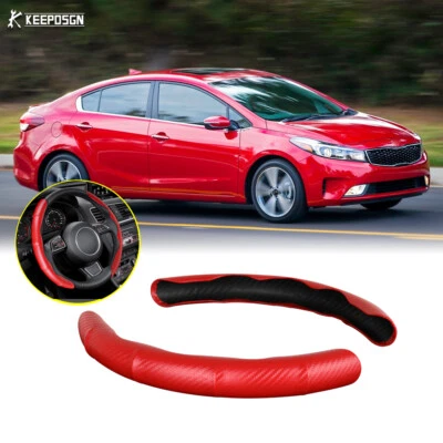 Cubierta de volante antideslizante rojo carbono para KIA Forte Stinger Optima RIO5 15" Foto 1 de 4