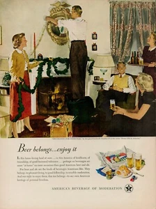 Anuncio impreso vintage de Navidad Beer Brewery United States Brewers Foundation 1949 años 40 - Imagen 1 de 9