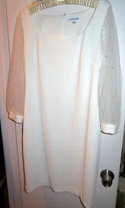 Calvin Klein White Cocktail Wedding Party Solid Sheath Dress   Size 12  NWOT - Picture 1 of 14