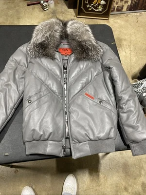 Original Goose Country Men’s Medium Leather Jacket With Fur On The Top - Image 1 of 4