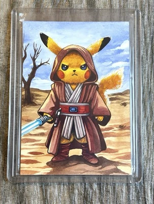 2024-2025 GGC POKEMON STARWARS PIKACHU JEDI SKETCH RARE LIONA ARTIST AUTO 1/1 - Image 1 of 2