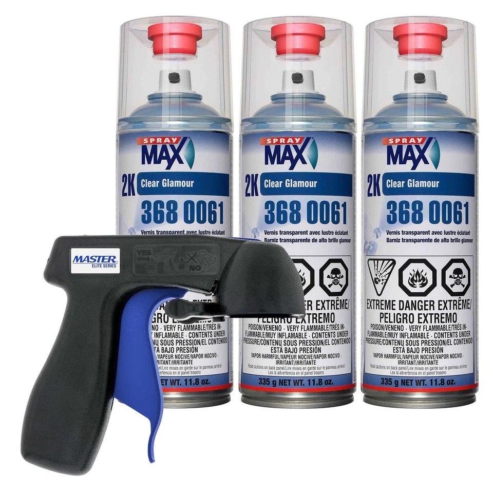 SprayMax 2K Glamour High Gloss Clearcoat (3 pack) with Spray Can Trigger Handle - Image 1 of 1
