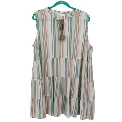 Camiseta sin mangas túnica a rayas J. Jill para mujer XLT multi boho resort playa relajada nueva con etiquetas Foto 1 de 4