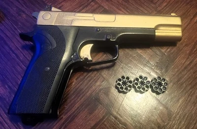 Crosman 1008 RepeatAir 8 shot Semi-Auto Pellet Pistol Tested w/ 2 Mags Gold - Image 1 of 4