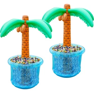 63" Drink Cooler for Parties, 2 Pack Inflatable Palm Tree Ice Bucket for BBQ,... - Picture 1 of 6