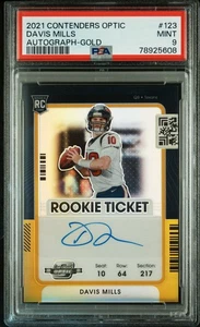 2021 Panini Contenders Optic Davis Mills Rookie Ticket Auto Gold POP 2 PSA 9 - Picture 1 of 2