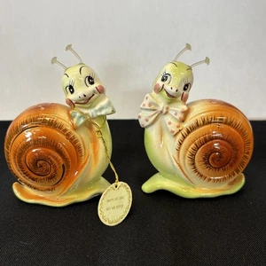 Vintage Enesco Snappy die Schnecke Salz & Pfefferstreuer Retro Japan Original Etikett - Bild 1 von 21