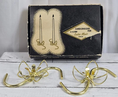 Lustro-Magic Finish, Faux Gold Color Candle Holders, Set of 2, Won't Tarnish - Image 1 of 4